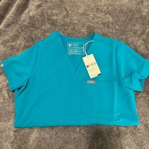 Figs Catarina Teal Scrub Top - XXS
